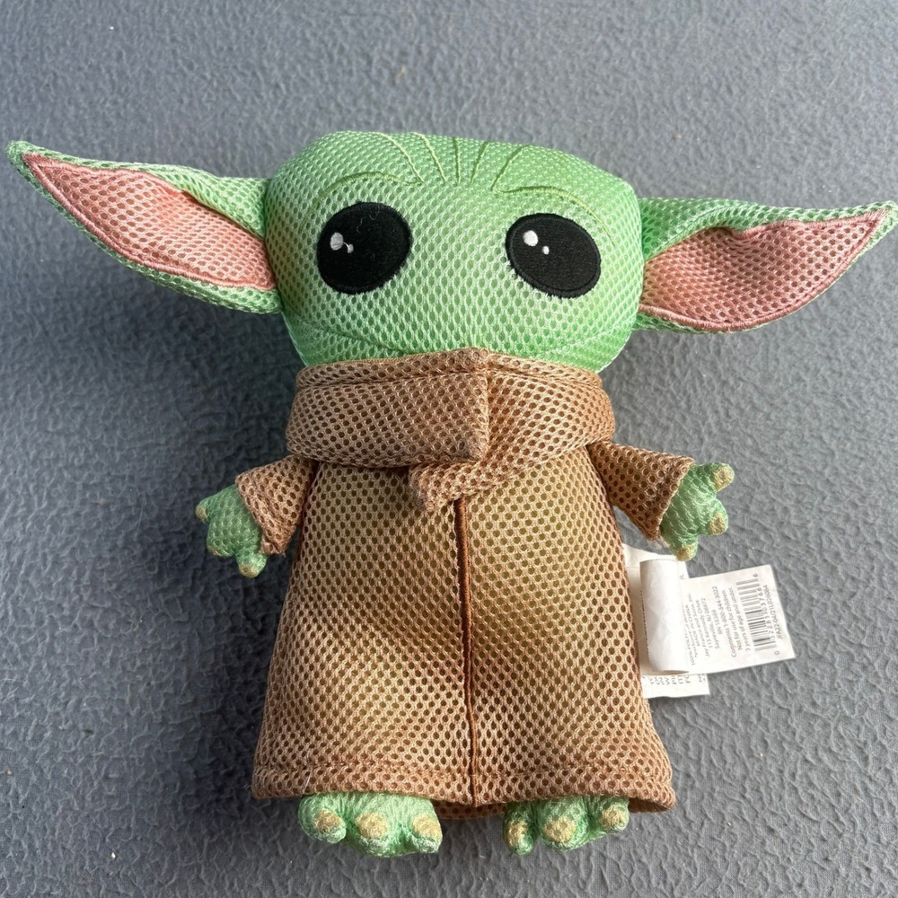 Star Wars The Mandalorian Grogu Baby Yoda Mesh Plush Toy 8 Inch Green Tan